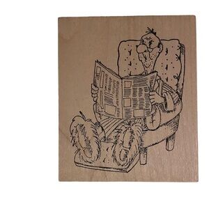Art Impressions Rubber Stamps K-1239 GOLDEN OLDIES MAN READING PAPER CHAIR